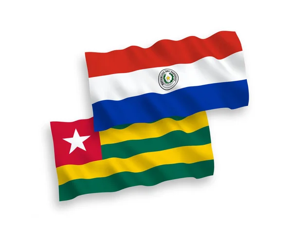 Banderas Nacionales Ondas Vectoriales República Togolesa Paraguay Aisladas Sobre Fondo — Vector de stock