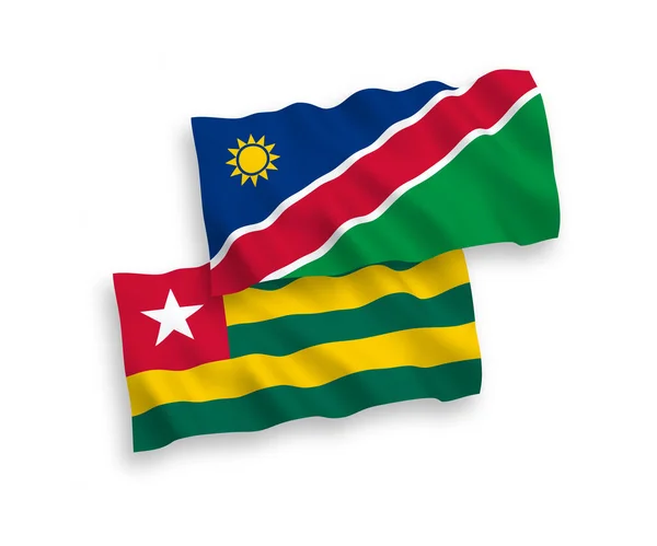 Togói Köztársaság Namíbiai Köztársaság Nemzeti Vektorszövethullám Zászlói Fehér Alapon Elszigetelve — Stock Vector