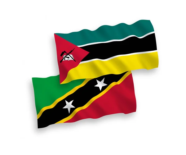 Národní Vektorové Vlnové Vlajky Federace Svatého Kryštofa Nevise Mosambické Republiky — Stockový vektor