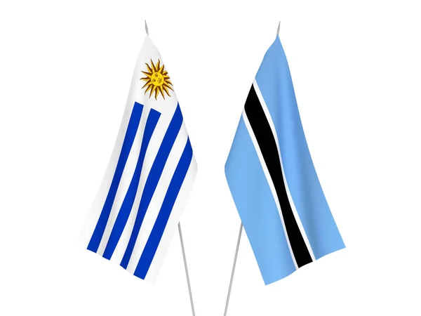 博茨瓦纳和乌拉圭东岸共和国的国旗以白色背景隔离 3D渲染说明 — 图库照片