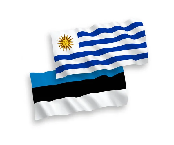 National Vector Fabric Wave Flags Estonia Oriental Republic Uruguay Isolated — Stock Vector