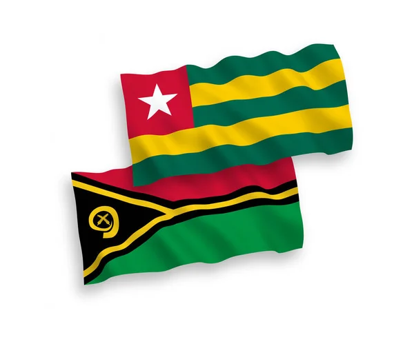 Bandeiras Tecido Vetorial Nacional República Togolesa República Vanuatu Isoladas Fundo —  Vetores de Stock