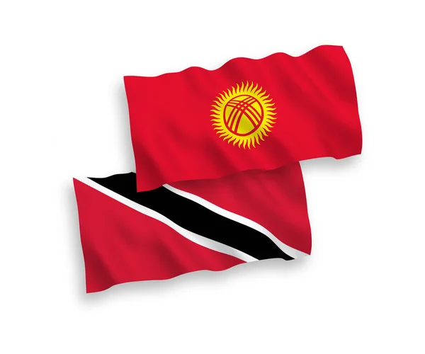 Beyaz Arka Planda Trinidad Tobago Kırgızistan Ulusal Taşıyıcı Kumaş Bayrakları — Stok Vektör
