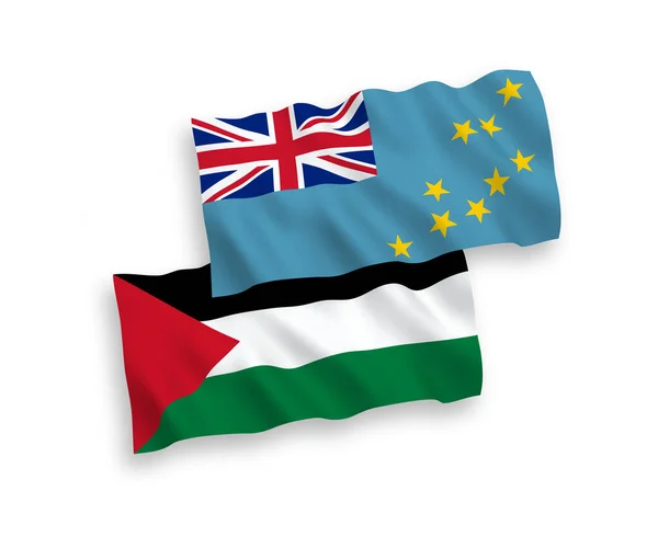 图瓦卢和巴勒斯坦的国家病媒织物在白色背景下相互隔离 1比2的比例 — 图库矢量图片