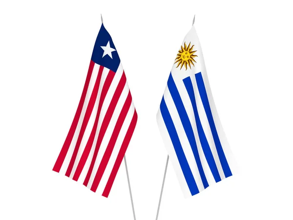 Флаги Восточной Республики Уругвай Либерии Выделены Белом Фоне Трехмерная Иллюстрация — стоковое фото