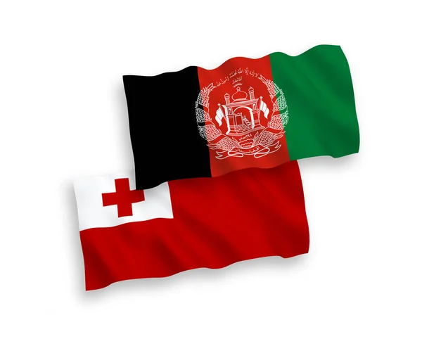 National Vector Fabric Wave Flags Kingdom Tonga Islamic Republic Afghanistan — Stock Vector