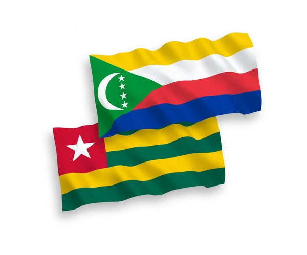 Banderas Nacionales Ondas Vectoriales República Togolesa Unión Las Comoras Aisladas — Vector de stock