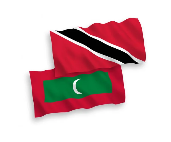 National Vector Fabric Wave Flags Republic Trinidad Tobago Maldives Isolated — Stock Vector