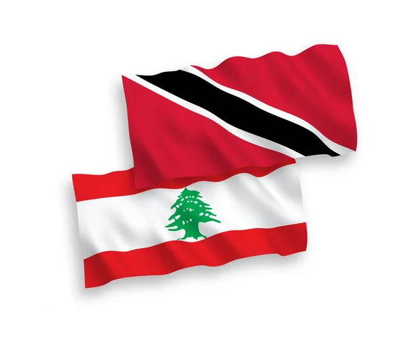 Nationale Vector Weefsel Golf Vlaggen Van Republiek Trinidad Tobago Libanon — Stockvector