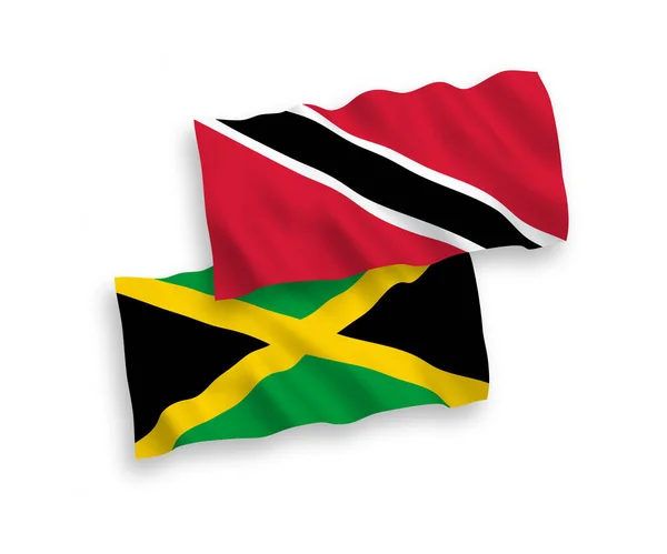 特立尼达和多巴哥共和国和牙买加的国家病媒织物波条旗在白色背景下孤立 1比2的比例 — 图库矢量图片