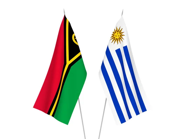Nationale Stoffen Vlaggen Van Oosterse Republiek Uruguay Republiek Vanuatu Geïsoleerd — Stockfoto
