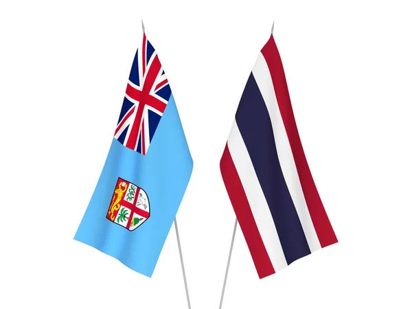 Nemzeti Szövet Zászlók Thaiföld Fidzsi Köztársaság Elszigetelt Fehér Alapon Renderelés — Stock Fotó