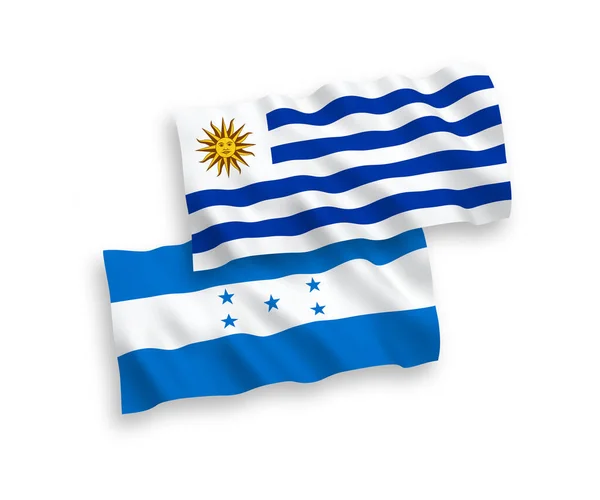 Banderas Nacionales Ondas Vectoriales República Oriental Del Uruguay Honduras Aisladas — Vector de stock