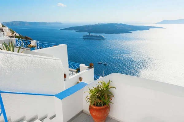 Arquitectura Blanca Isla Santorini Grecia Paisaje Verano Vistas Mar Concepto — Foto de Stock