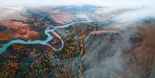 Kurai Bozkırındaki Chuya Nehrinin Panoramik Manzarası Altai Dağları Sibirya Rusya — Stok fotoğraf