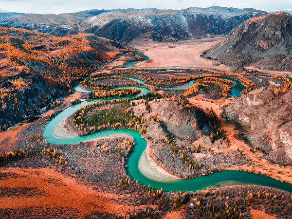 Rio Chuya Nas Montanhas Altai Sibéria Rússia Vista Aérea Rio — Fotografia de Stock