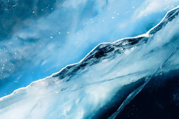 Transparent Blå Med Sprickor Vintersjön Abstrakt Vinter Natur Bakgrund — Stockfoto