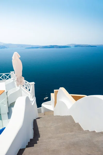 Biała Architektura Wyspie Santorini Grecja Letni Pejzaż Koncepcja Podróży Wakacji — Zdjęcie stockowe