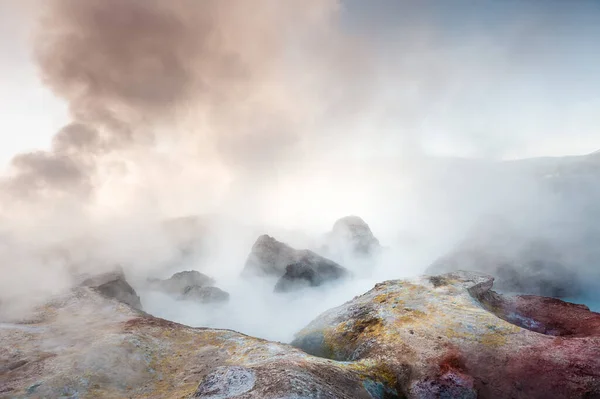 Sol Manana Geyser Fumarole Nell Altopiano Altiplano Bolivia Paesaggi Fantastici — Foto Stock