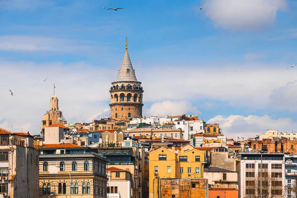 Галатская Башня Старая Архитектура Стамбуле Турция Летний Городской Пейзаж Знаменитой — стоковое фото
