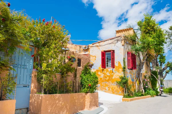 Yunanistan Atina Kentindeki Geleneksel Yunan Mimarisi Plaka Bölgesinde Renkli Mimarisi — Stok fotoğraf