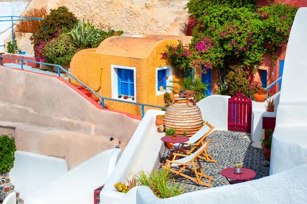 Architettura Tradizionale Greca Nell Isola Santorini Grecia Case Colorate Con — Foto Stock