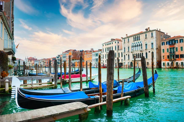 Gondole Sul Canal Grande Venezia Italia Splendido Paesaggio Urbano Tramonto — Foto Stock