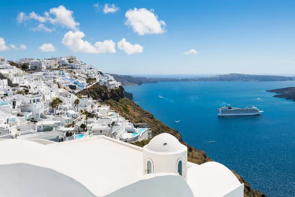 Vit Arkitektur Santorini Grekland Vacker Havsutsikt Solig Dag Resor Och Stockbild