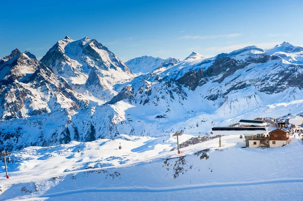 Ski Resort Winter Alps Mountains France View Ski Slopes Ski — Stock Fotó