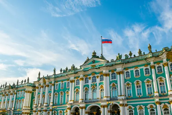 stock image Winter Palace (State Hermitage museum) against the blue sky at sunset in Saint Petersburg, Russia. 