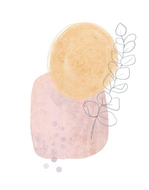 Modern soyut resim. Bir dizi geometrik şekil. Soyut el çizimi suluboya efekt tasarım elementleri