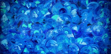 Abstract art painting about blue vinyl records