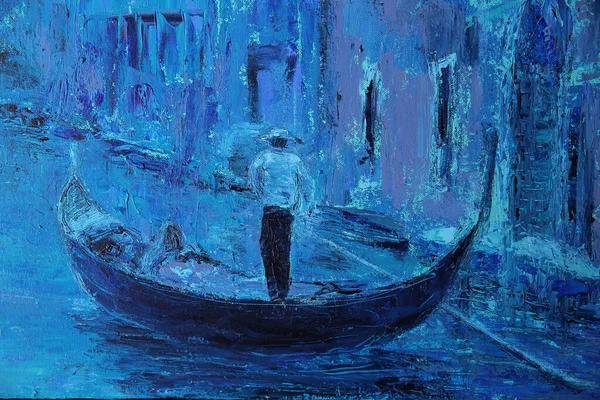 Peinture Art Bleu Gondole Venise Italie — Photo