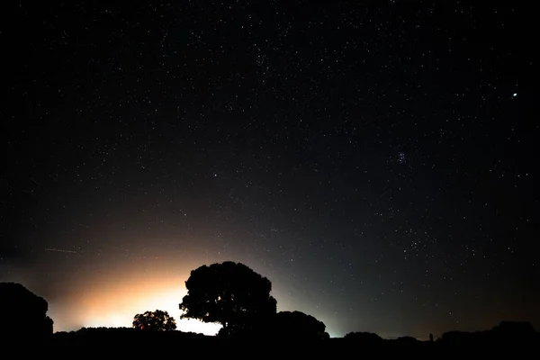 Perseidler Güzel Gece Yıldızlı Gökyüzü — Stok fotoğraf