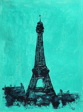 Abstract painting of the Eiffel Tower