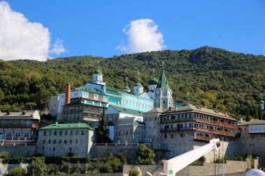 Saint Panteleimon Monastery - is a Russian Orthodox Christian monastery in the monastic state of Mount Athos in Greece clipart