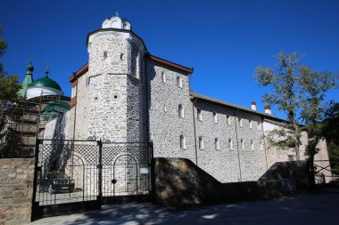 Old Russik Monastery in Mount Athos - mountain on the Athos peninsula in northeastern Greece. clipart