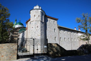 Old Russik Monastery in Mount Athos - mountain on the Athos peninsula in northeastern Greece. clipart