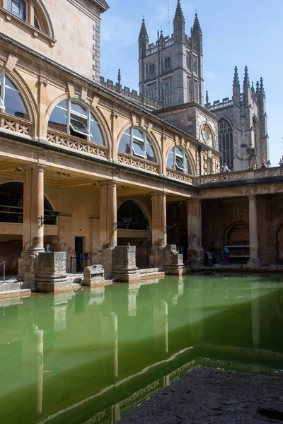 Banhos Romanos Com Vista Para Catedral Bath — Fotografia de Stock