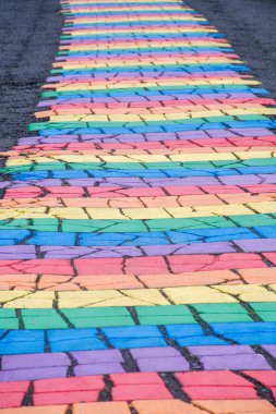 Yoldaki LGBT gökkuşağı yolu