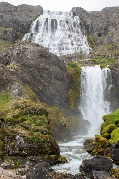 Dynjandi Vízesés Izland Kisebb Csepp Előtérben — Stock Fotó