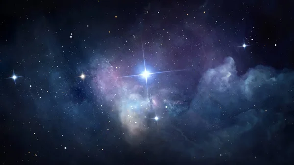 Gece Gökyüzünde Parlayan Haç Şeklindeki Parlak Yıldızın Soyut Çizimi — Stok fotoğraf