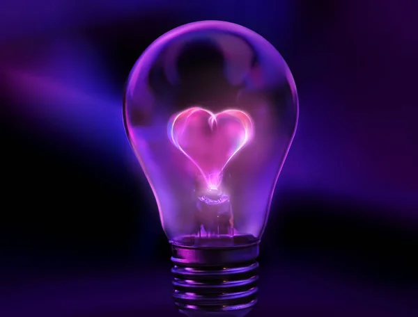 stock image Illustration of a light bulb with a glowing heart sign inside