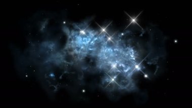 Dönen kozmik nebula ve yıldızların kusursuz döngüsel animasyonu