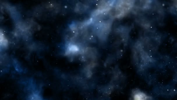 Беспрепятственный Полет Сквозь Темно Голубые Космические Туманности Звезды — стоковое видео