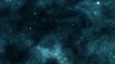 Karanlık bulutsular arasında kozmik uçuşun kusursuz bir şekilde döngülenebilir animasyonu