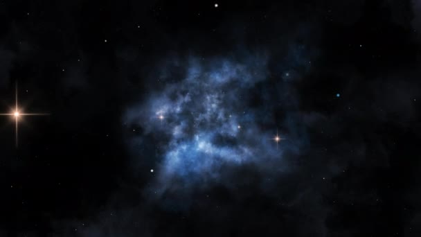 Kozmik Bulutlar Yıldızlar Arasında Kusursuz Döngüsel Uçuşun Animasyonu — Stok video