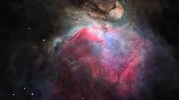 Animacja Lotu Kosmicznego Kierunku Centrum Wielkiej Mgławicy Orionie — Wideo stockowe