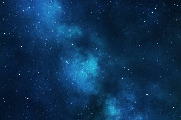 Ночное голубое небо с Млечным Путем и сотнями звезд