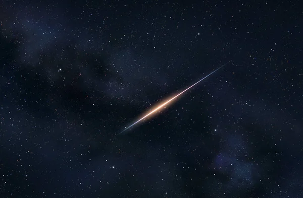 Иллюстрация Яркого Метеорита Летящего Звездном Небе Стоковое Фото